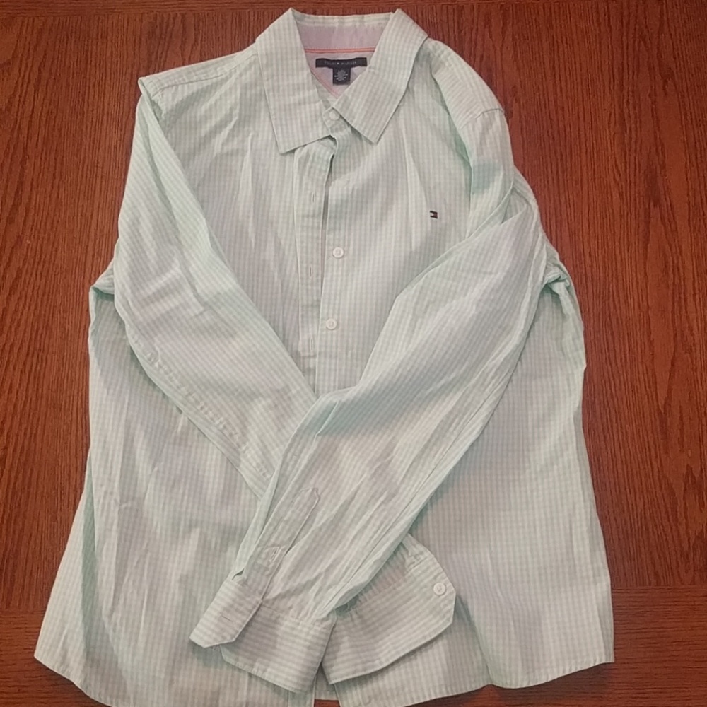 Tommy Hilfiger button down gingham mint color